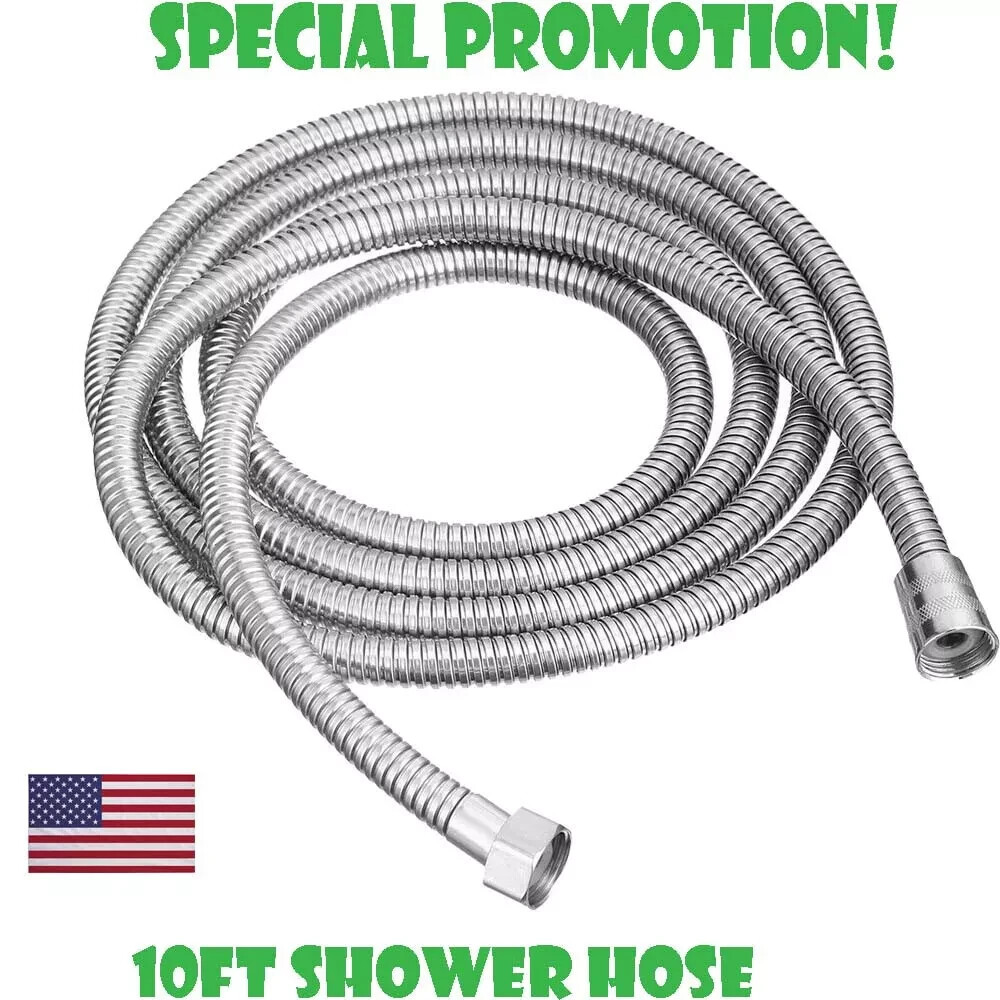 10FT Shower Head Hose Handheld Extra Long Stainless Steel Bathroom Flexible Tube