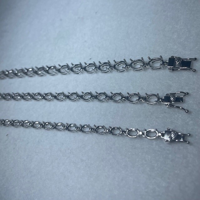 Oval Semi Mount Sterling Silver Blank Bracelet Finding 7.75 inch Multiple Sizes