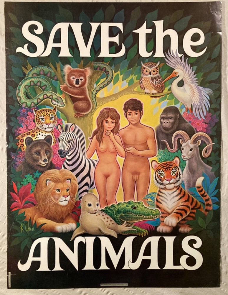 Save The Animals 1971 Personality Poster New York City Hippie Head Shop