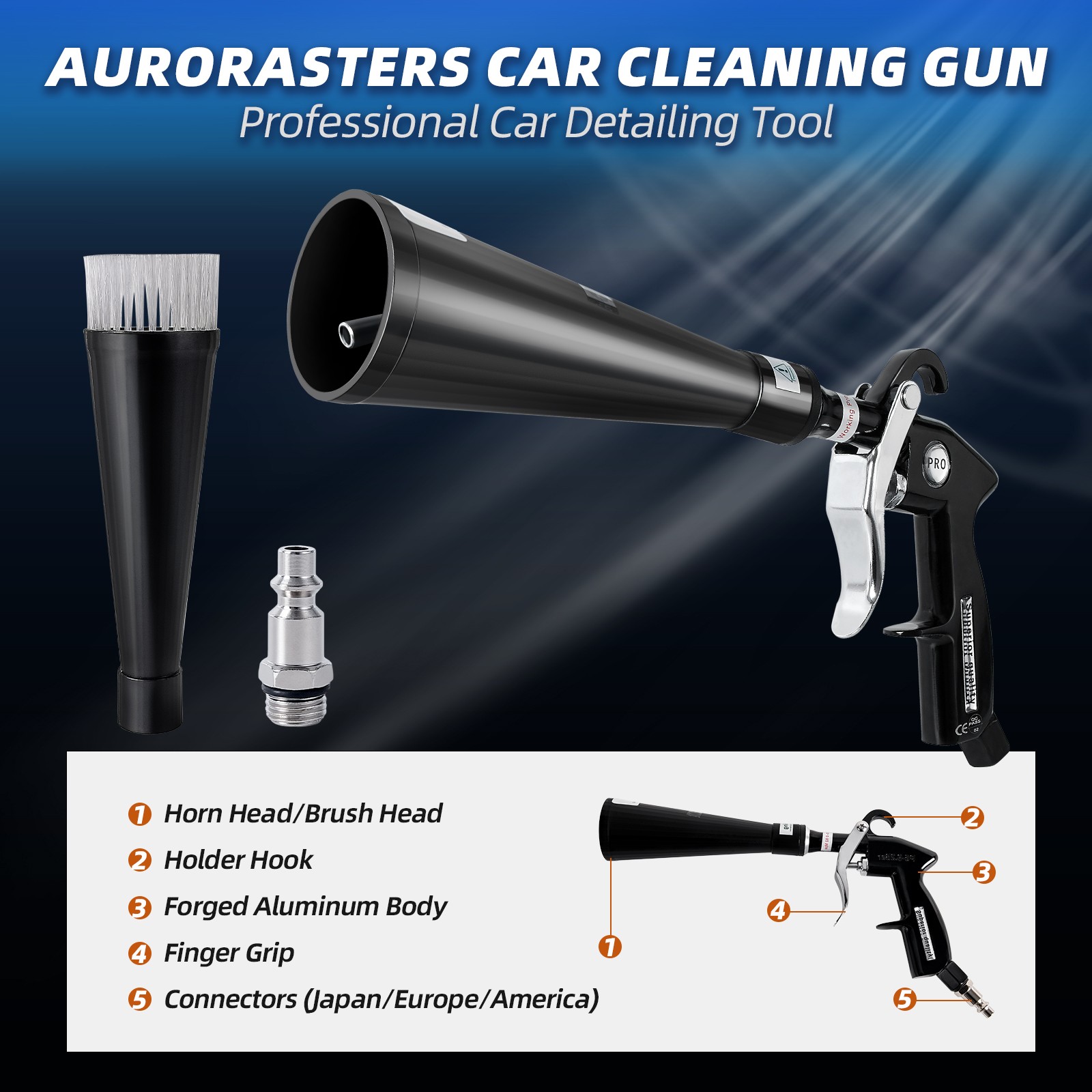 Tornado Car Cleaning Gun Vortex Air Blow Quickly Remove Gun Surface Dirt & Dust