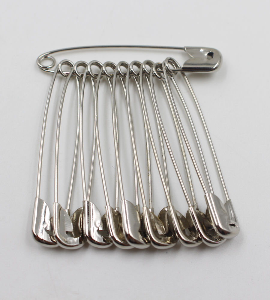 100Pcs Needles Safety Pins Silver Assorted Size Small Medium Large Sewing Craft