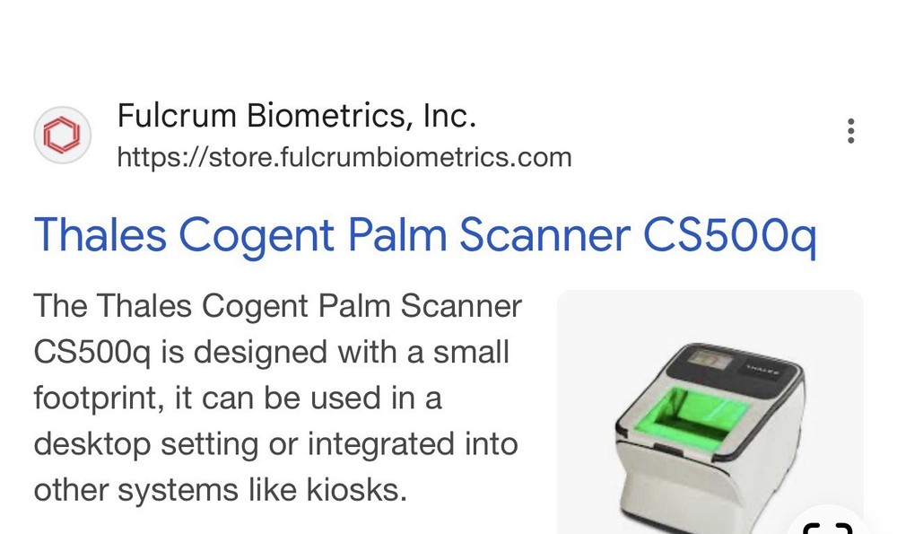 Thales Cogent Biometric Scanner, PalmPrint Capture Reader, Scanner Device ￼