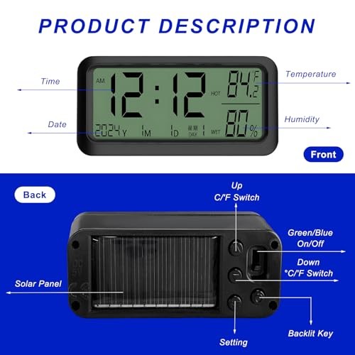 Car Digital Dashboard Clock, Vehicle Electronic Clock with Automatic Backlight
