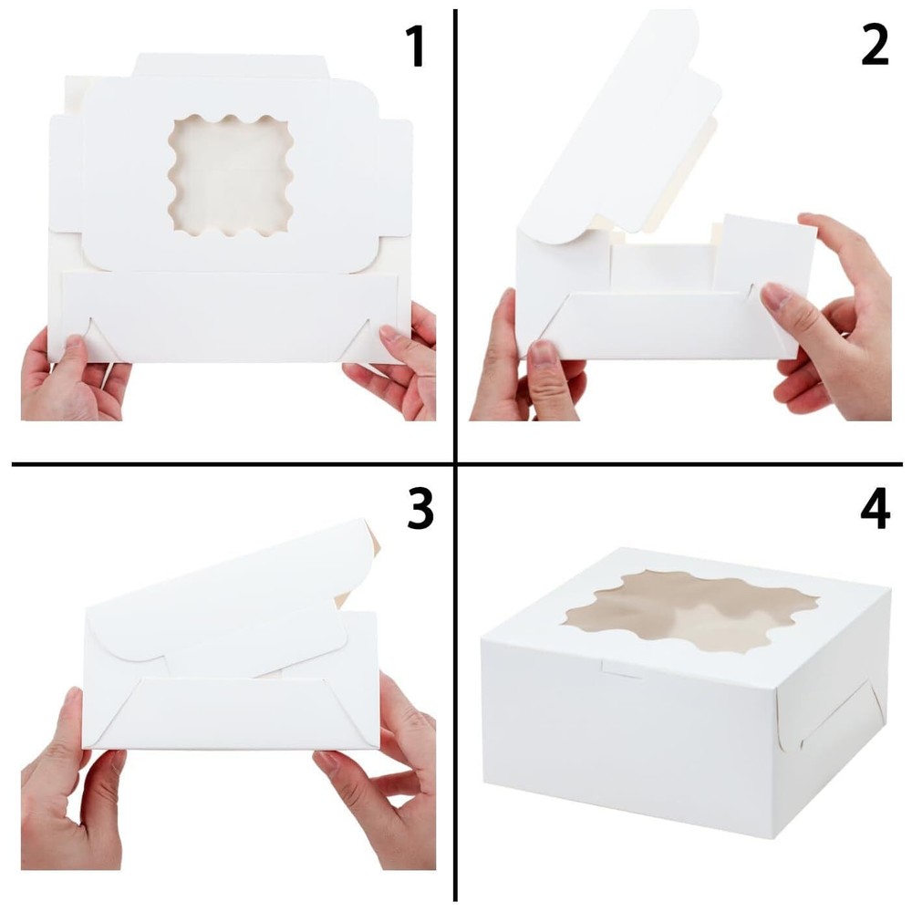 20pcs 8X8X5 Inches White Bakery Boxes with Window Cookie Boxes Mini Cake Boxe...