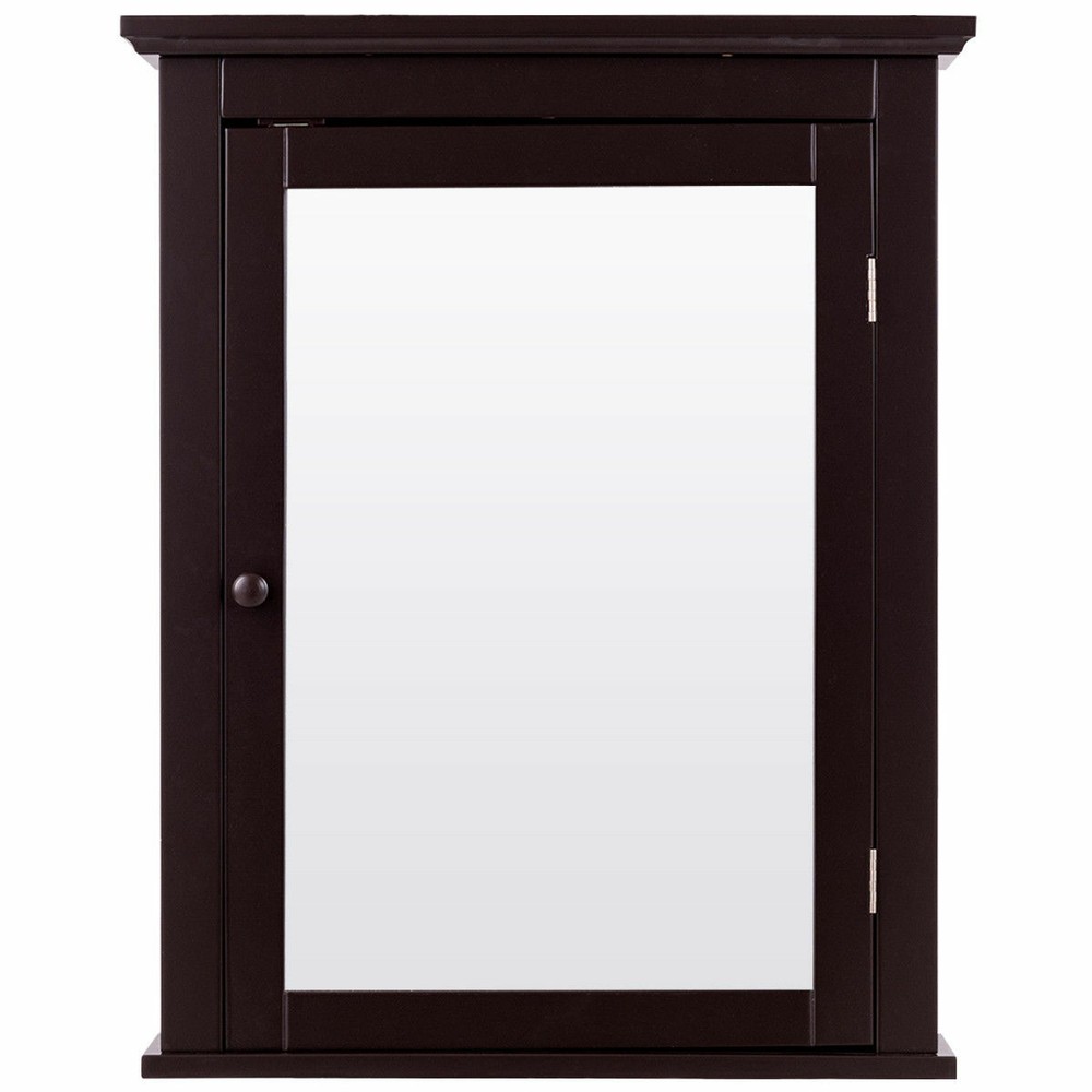 Bathroom Mirror Cabinet Wall Mounted Storage Organizer Adjustable Shelf Brown