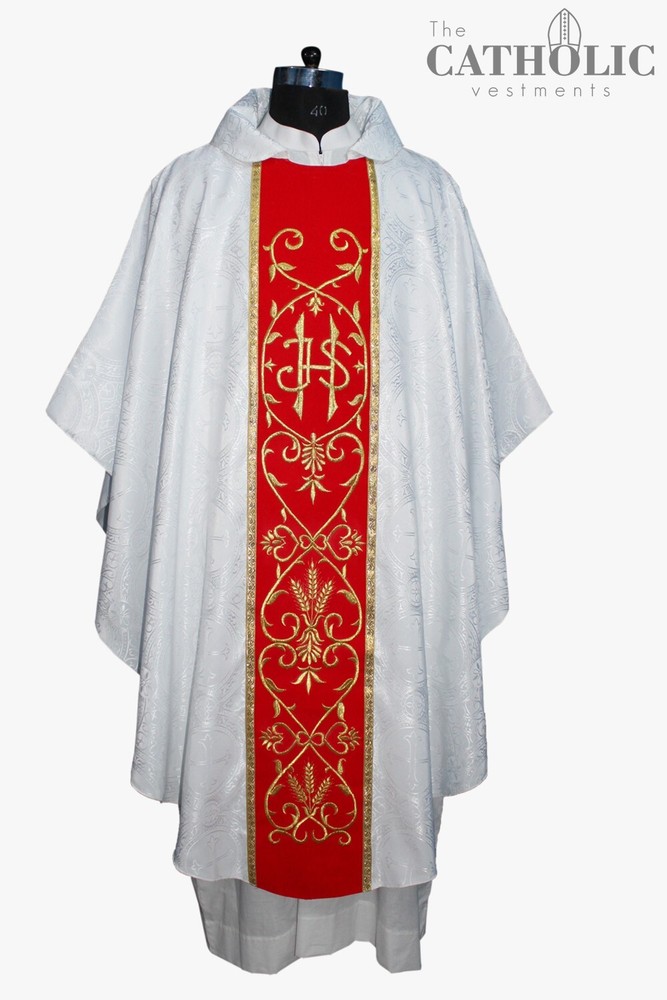 Gothic Vestments & Mass Sets - White_( V_COLLAR)