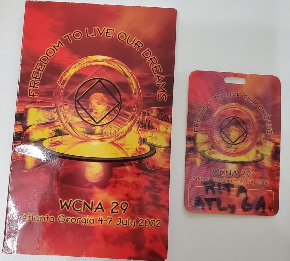Narctotics Anynomus 2002 World Convention Memoribalia Program and ID Badge