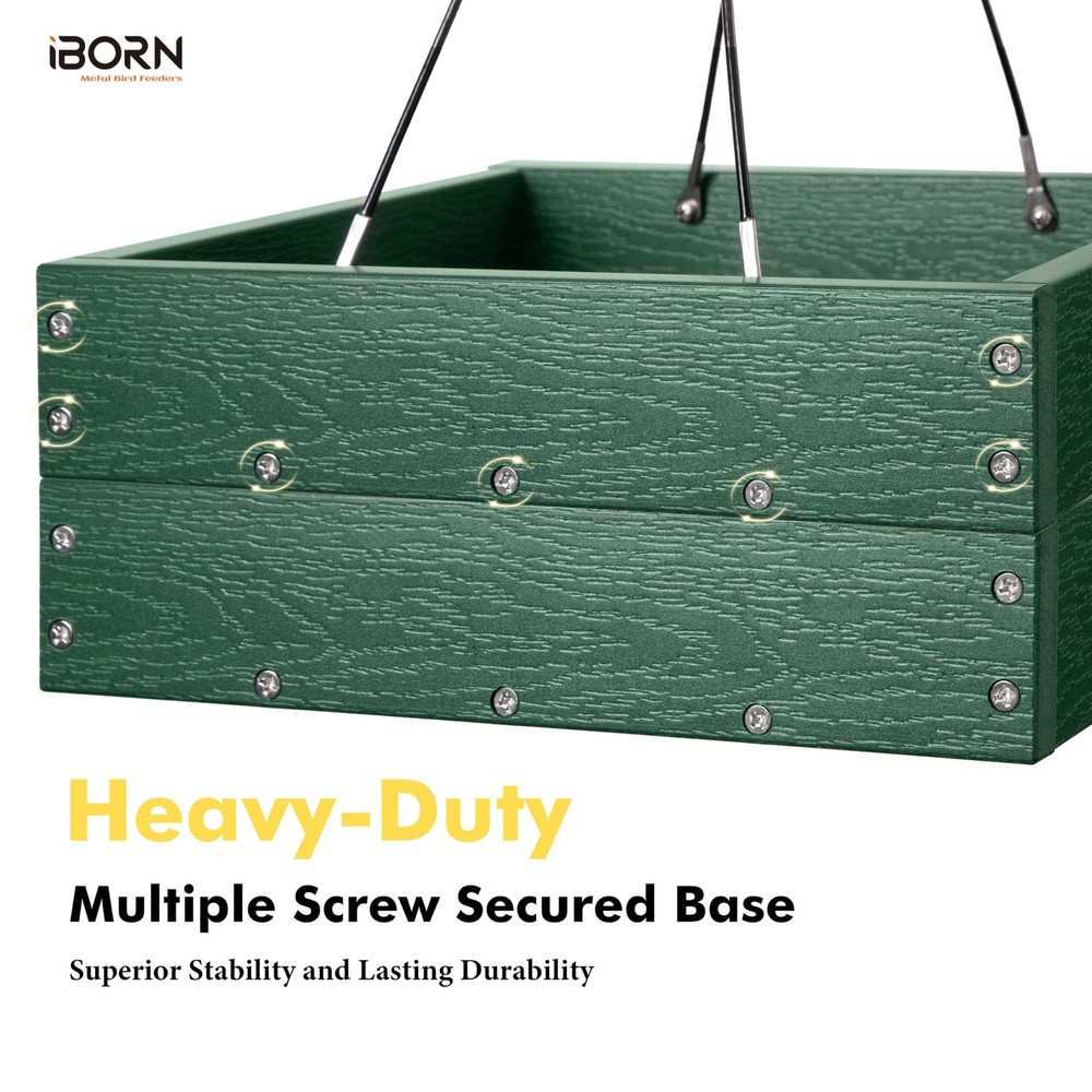iBorn Platform Bird Feeder Tray Feeders for Green,Replaceable Mesh