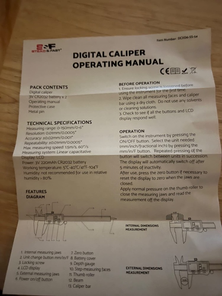 6" Digital Caliper with Extra Large LCD Screen