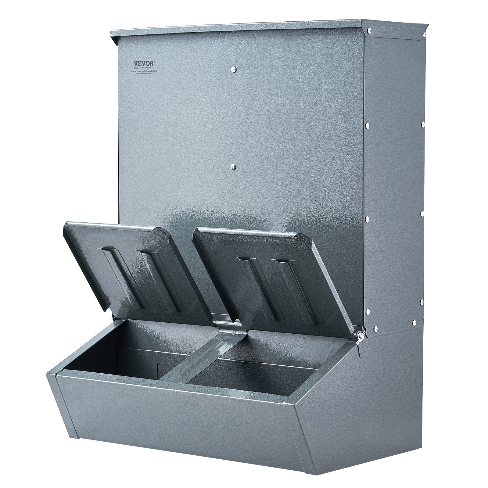 VEVOR Hog Feeder 3.7 Bushel Metal Double Door Pig Feeder Feeding up to 8 Hogs
