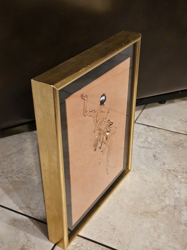 Framed Tooled Leather Josephine Baker In A Bana Skirt