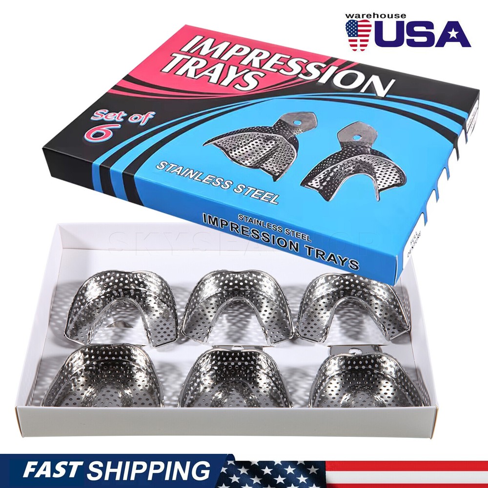 6pcs/1 Box Dental Impression Trays set PERFO Denture Instruments