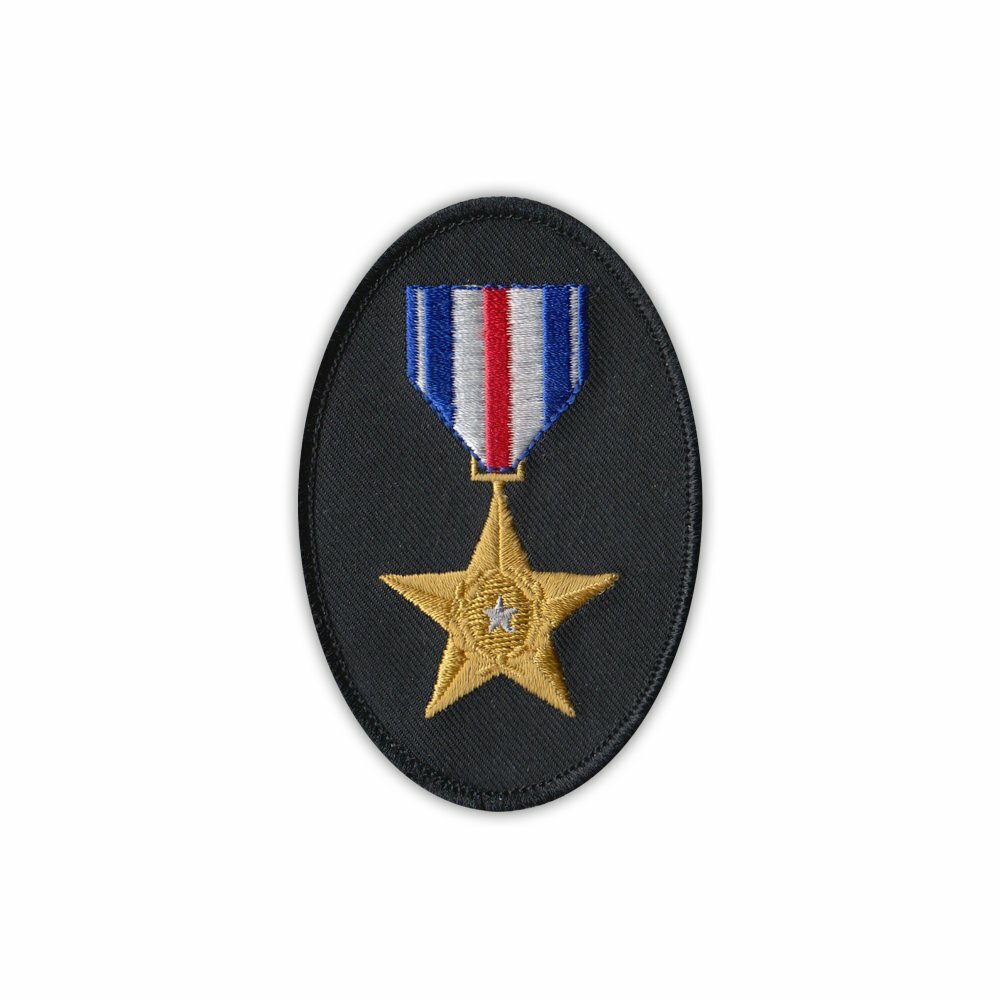 Patch, Embroidered, Silver Star Medal Ribbon, 2.5" x 4"