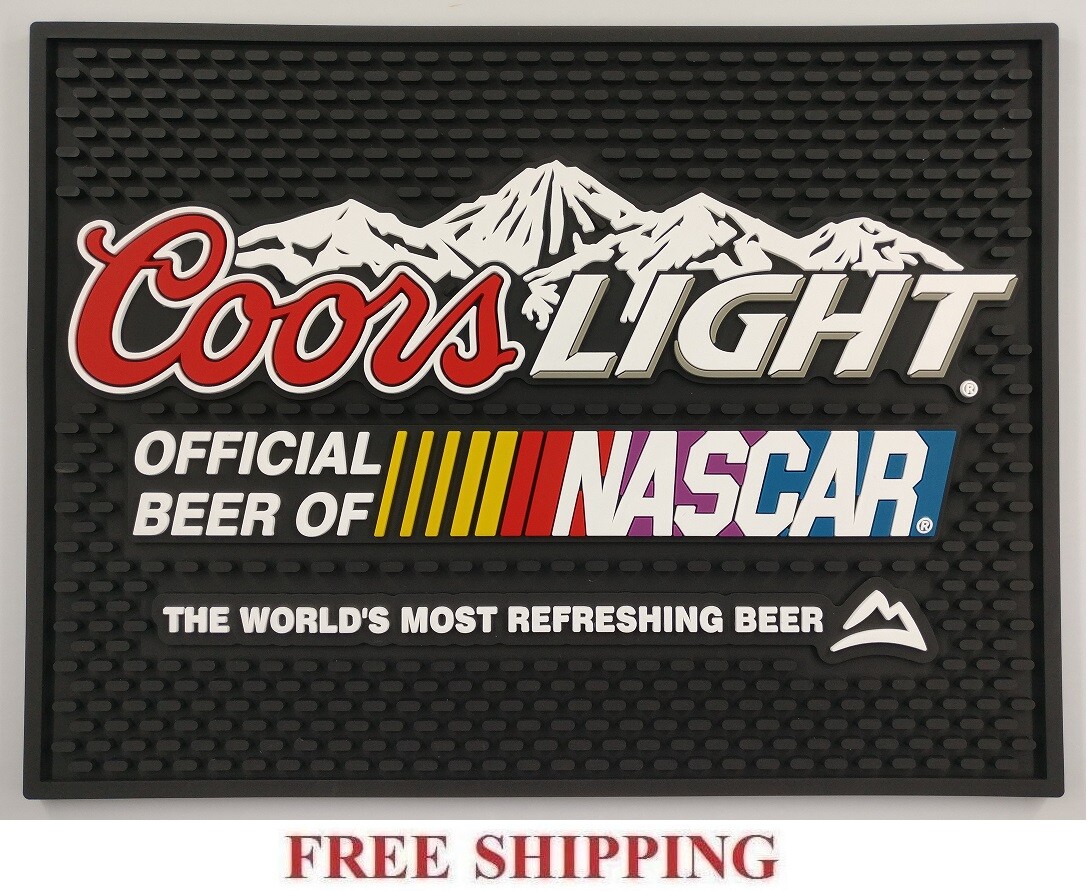 COORS LIGHT NASCAR RACING BEER SPILL MAT BAR MAT COASTER NEW Approx. 12x9.5