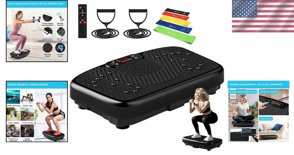 Compact Vibration Exercise Machine - 450 Lbs Capacity with Resistance Bands