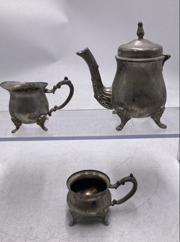 Vintage Elegance Silver Plated Silverware Collectible Cream Sugar And Teapot Set