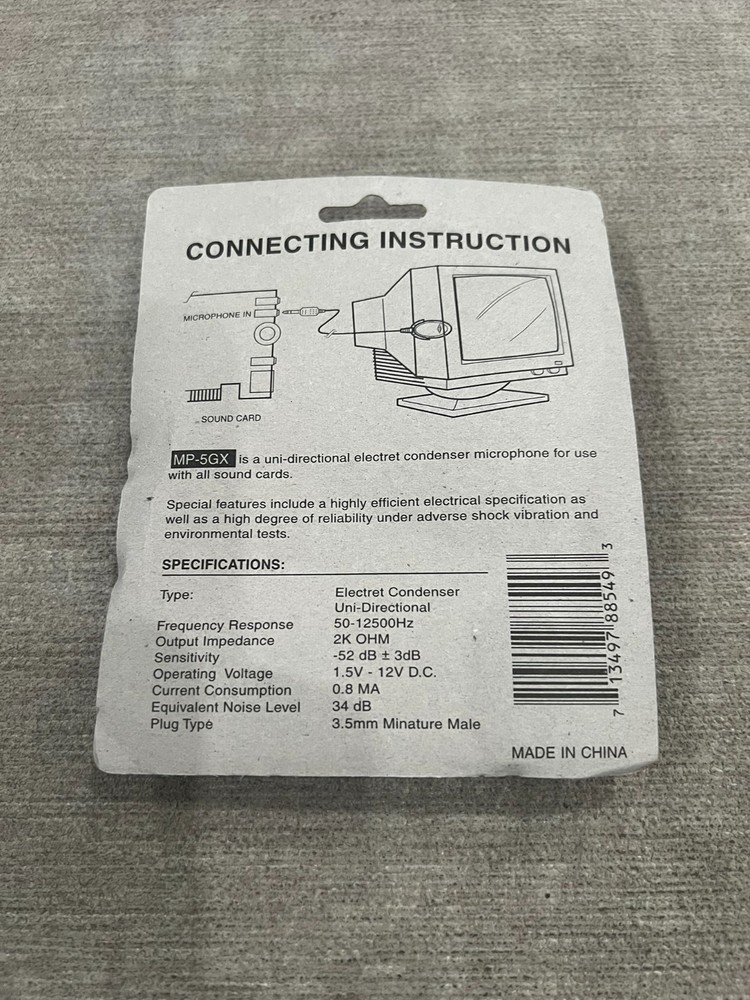 NEW / NOS Benwin MP-5GX Power Sound Computer Microphone MAC / PC
