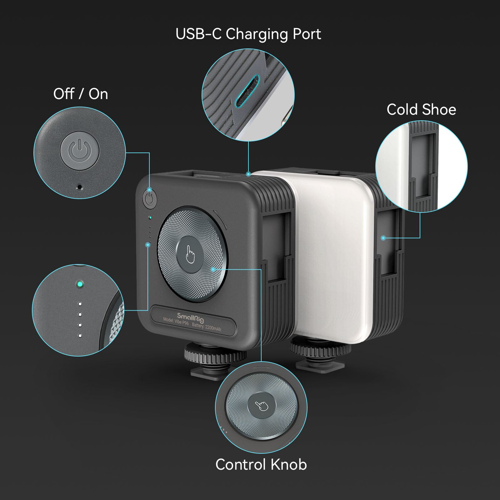 SmallRig P96 Mini Video Light, LED Camera Light With 2200mAh Battery -Outlet