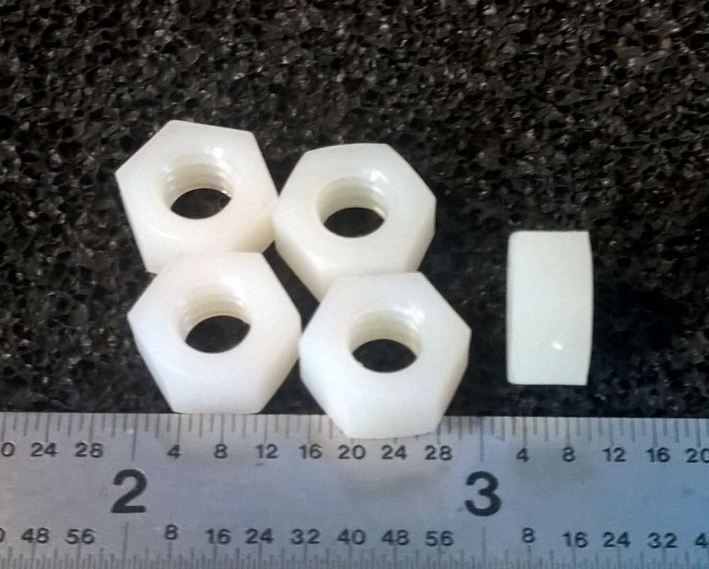 1/4 - 20 PLAIN 7/16" HEX NUTS NYLON  - 50 pcs