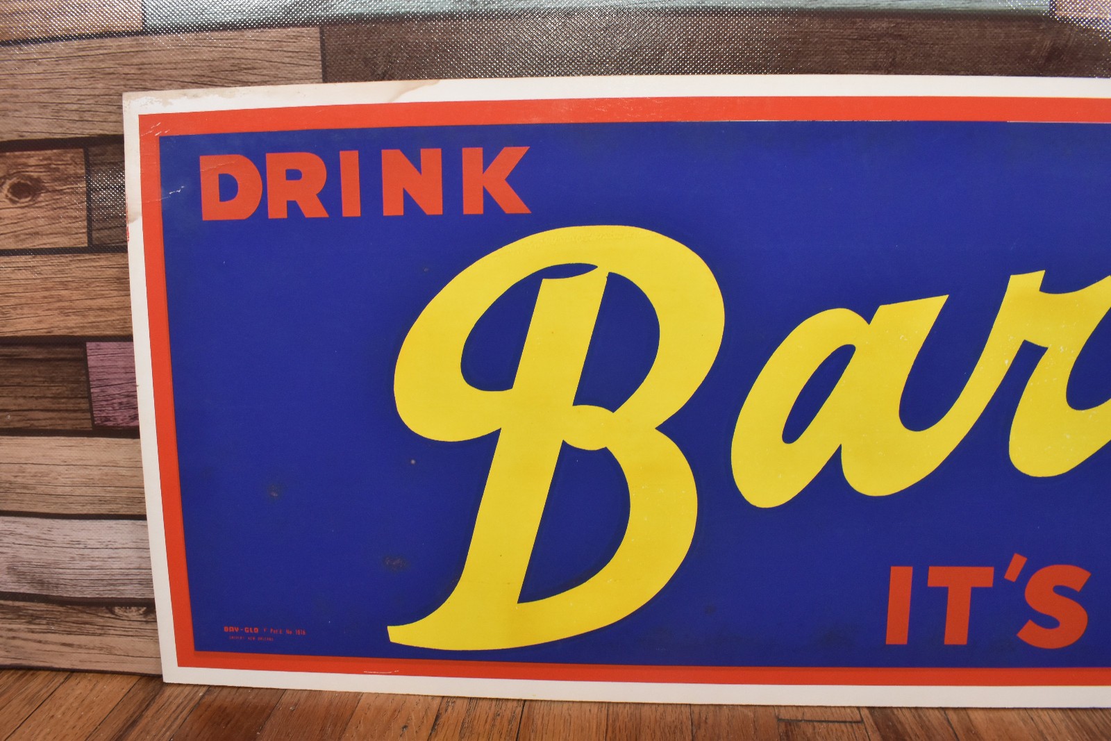 Vintage Drink BARQS Root Beer Soda Pop 28x11 Advertising Sign