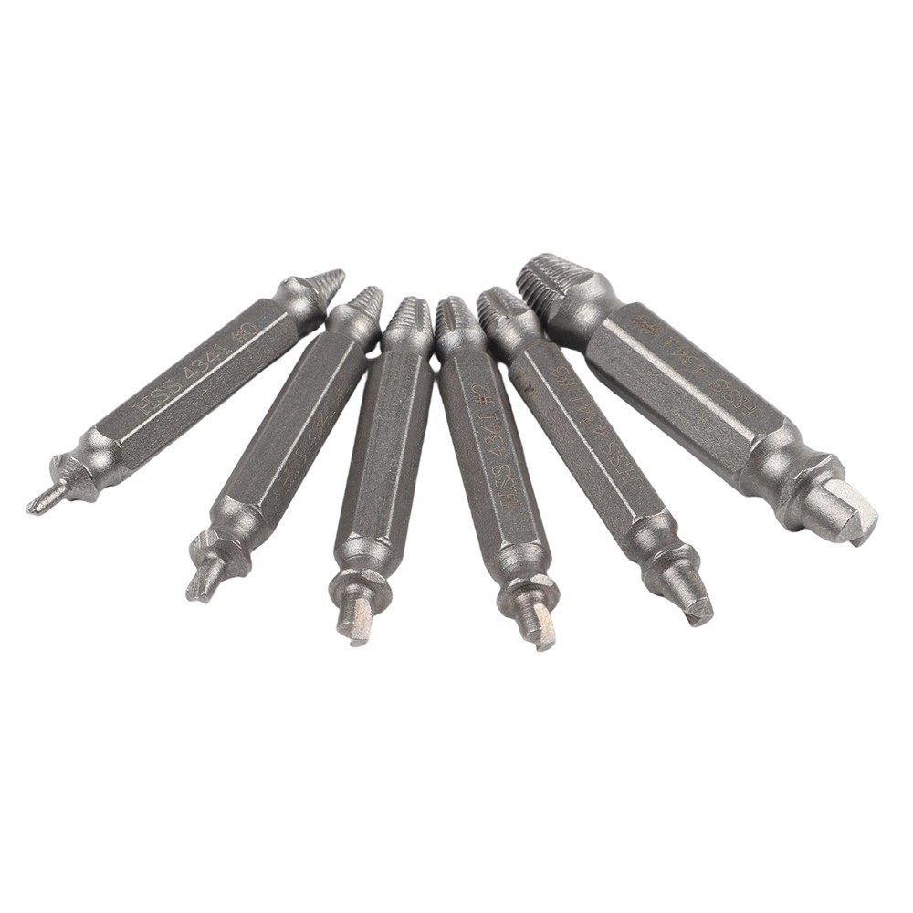 6x Damaged Screws Extractor Drill Bits Tool Set Broken Bolt Remover Double-head
