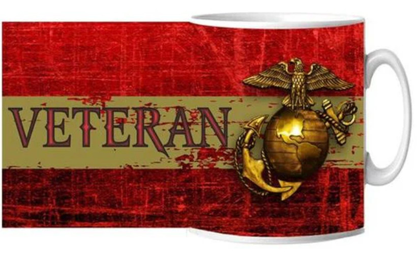 MARINE CORPS VETERAN RED CERAMIC MUG 15 OZ