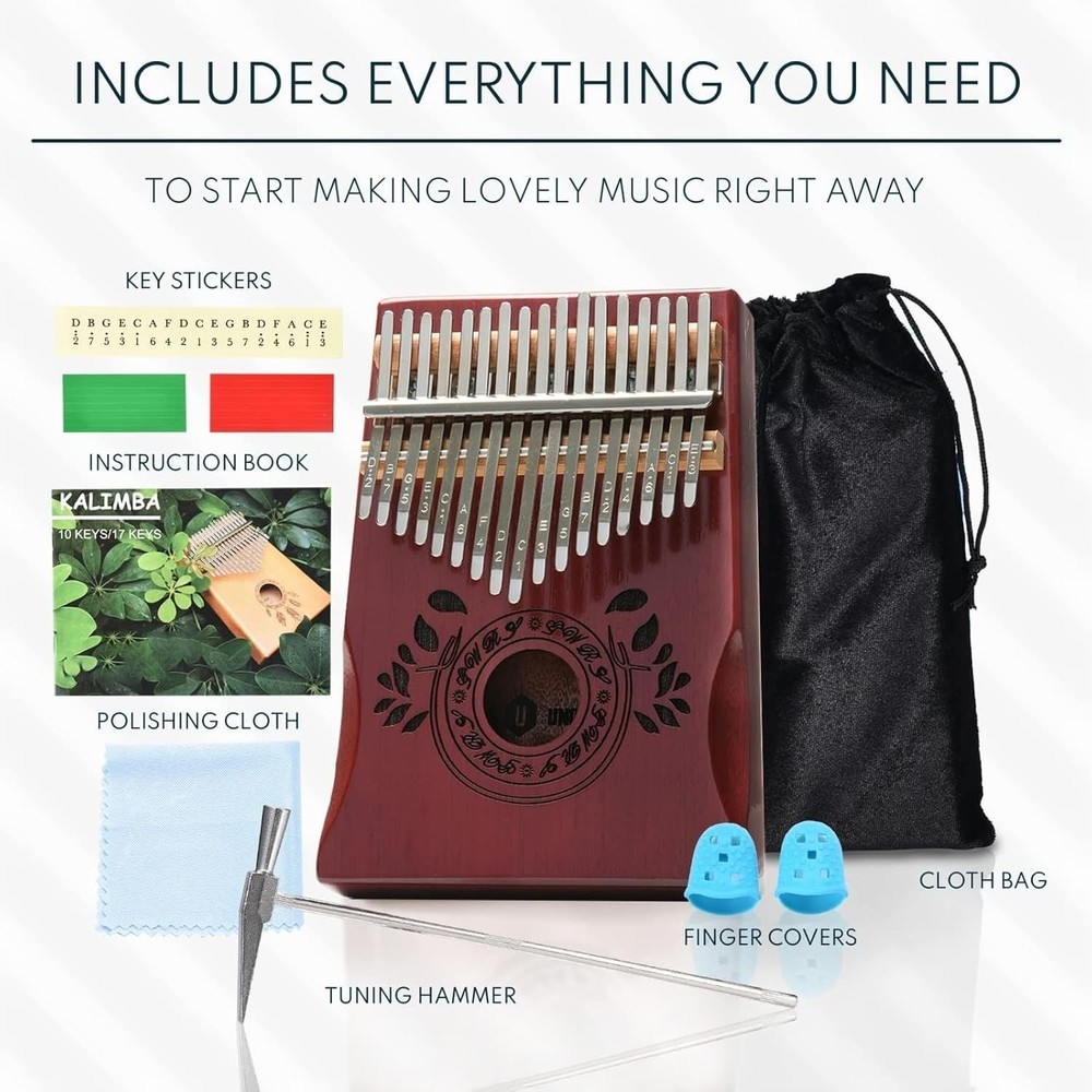 Compact Mahogany Kalimba Percussion Instrument