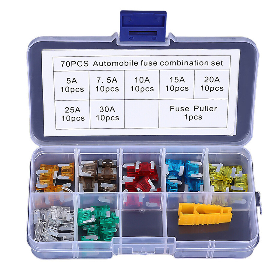 70pcs Automotive 5/7.5/10/15/20/25/30 Amp Micro Car Fuses Assortment Kit For SUV