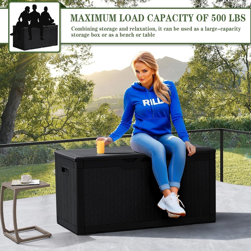 UV Resistant Deck Box Greesum 100 Gallon Black