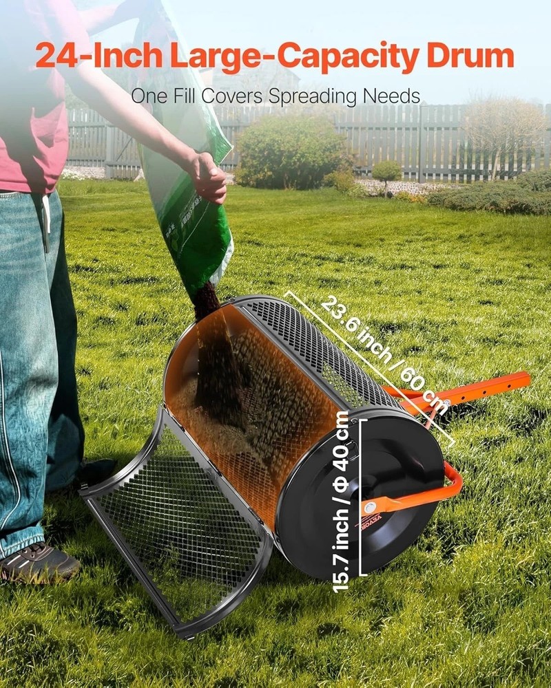 Durable Heavy-Duty Compost Spreader with T-Shaped Handle for Precise Planting