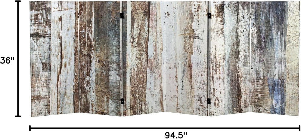 3ft Double-Sided Winter Woods Folding Screen - 6 Panel Room Divider