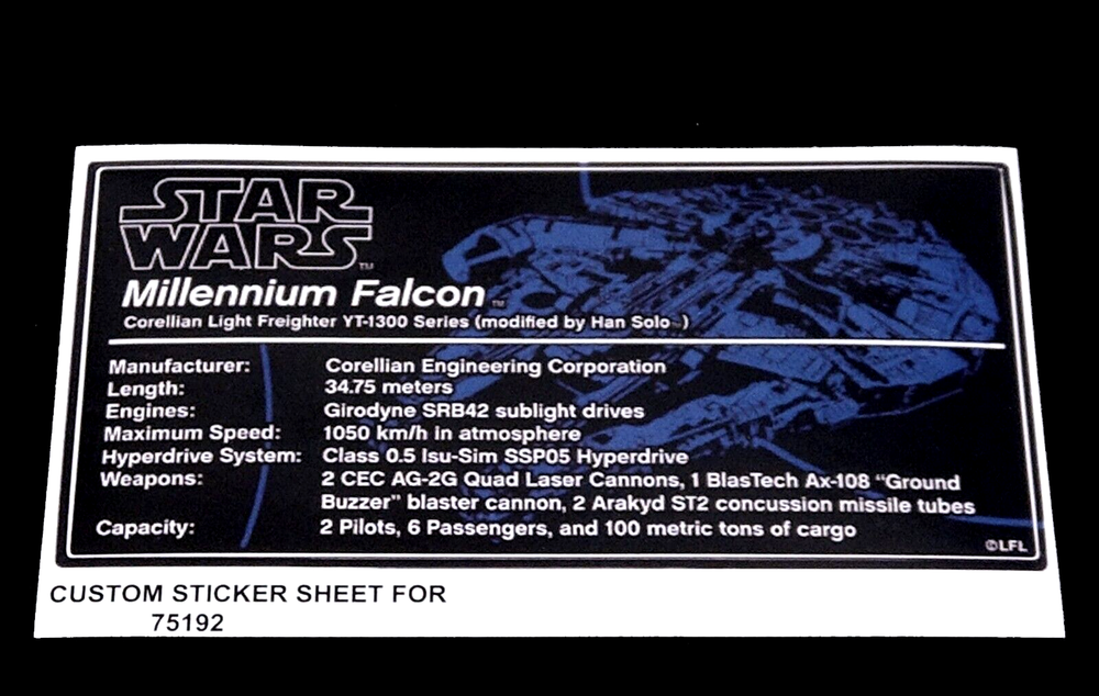 Custom stickers for 75192 replacement stickers