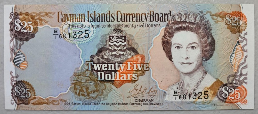 Cayman Islands 25 Dollars 1996 Unc