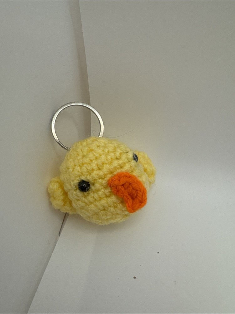 Crocheted small chicken keychains