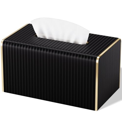 Extra Large Tissue Box Cover for Standard Size 180 Rectangle Extra Height Black