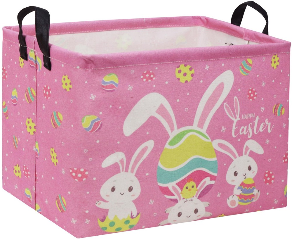 DDBASKET Rectangular Easter Baskets Gift Basket Empty Pink Bunny Kids Storage...