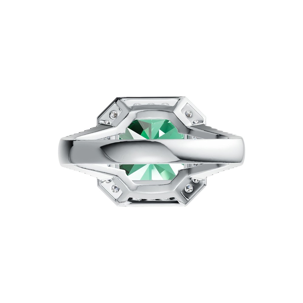 Sterling Silver Semi Mount Ring Setting Emerald OCT 10x10mm Halo Split Shank