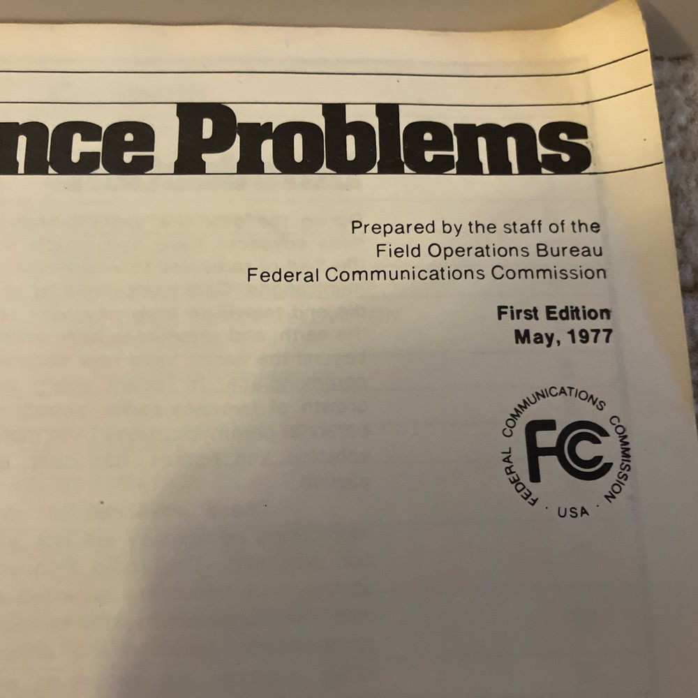 Radio - TV Interference Problems, FCC Manual, Published May 1977, First Edition