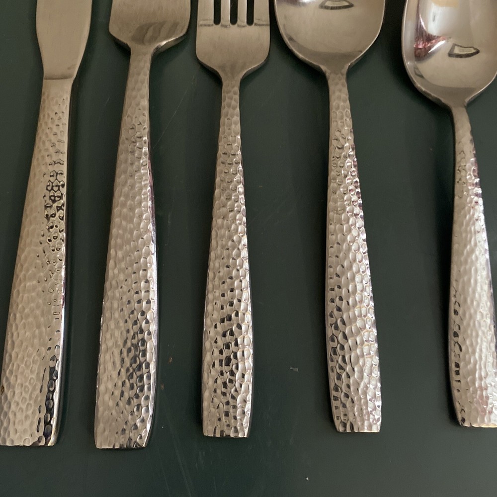 Oneida Stainless Hammered Handle 5pc Place Setting