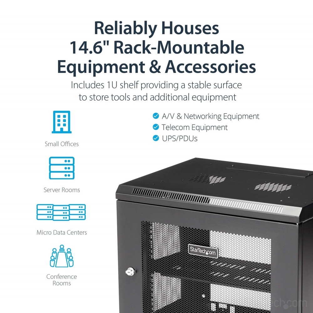 StarTech 9U Wall-Mount Server Rack Cabinet - 15" Deep