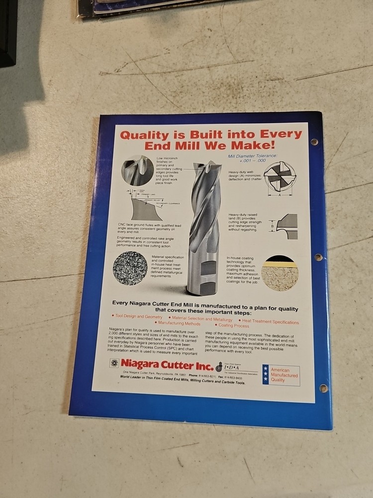 1992 Niagara Cutter Catalog. High Performance End Mills Bits
