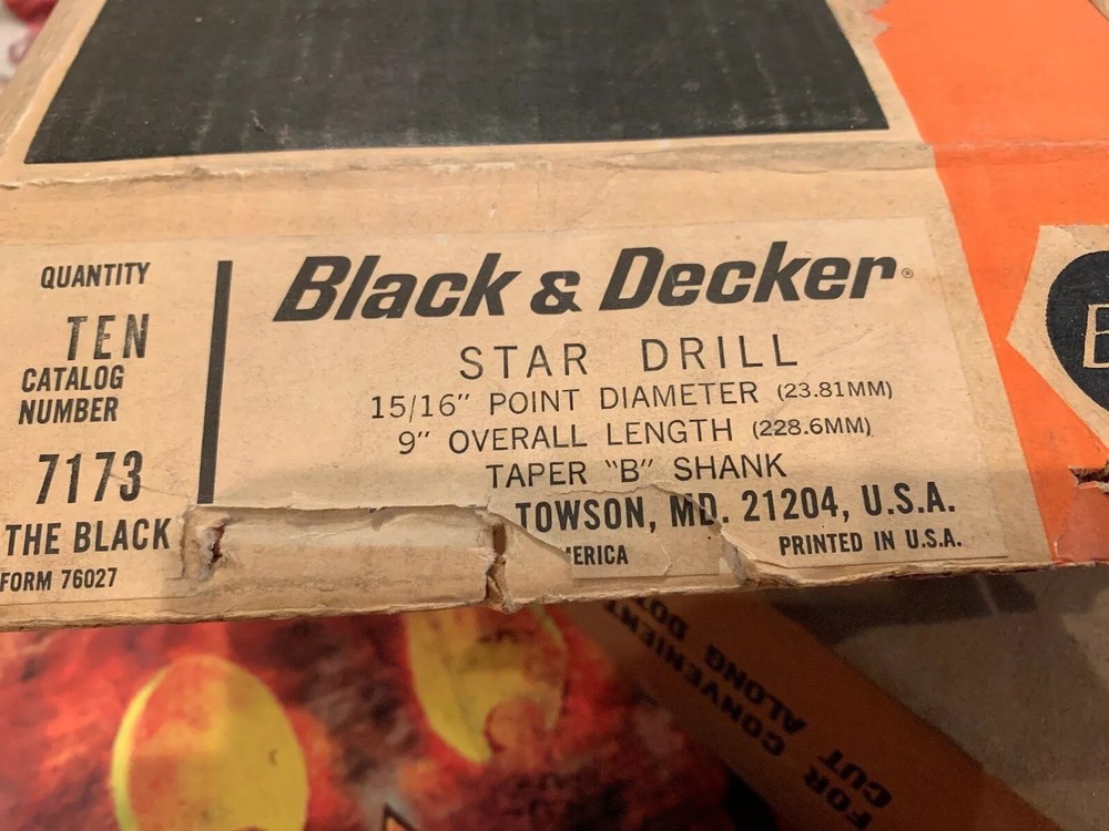 Black & Decker 15/16” Star Drill Bit Chisel Taper B Shank NEW