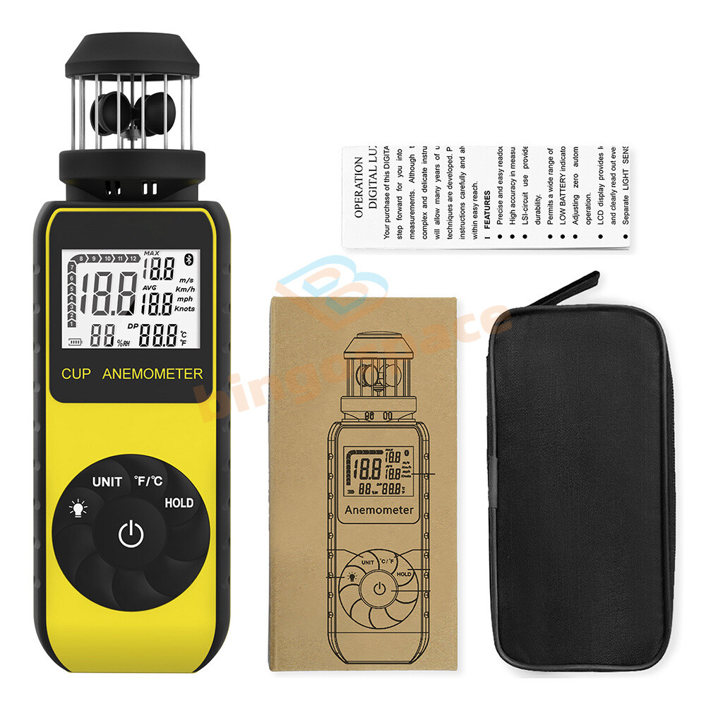 Digital Cup Anemometer 360° Rotation Handheld Anemometer Wind Speed Temperature