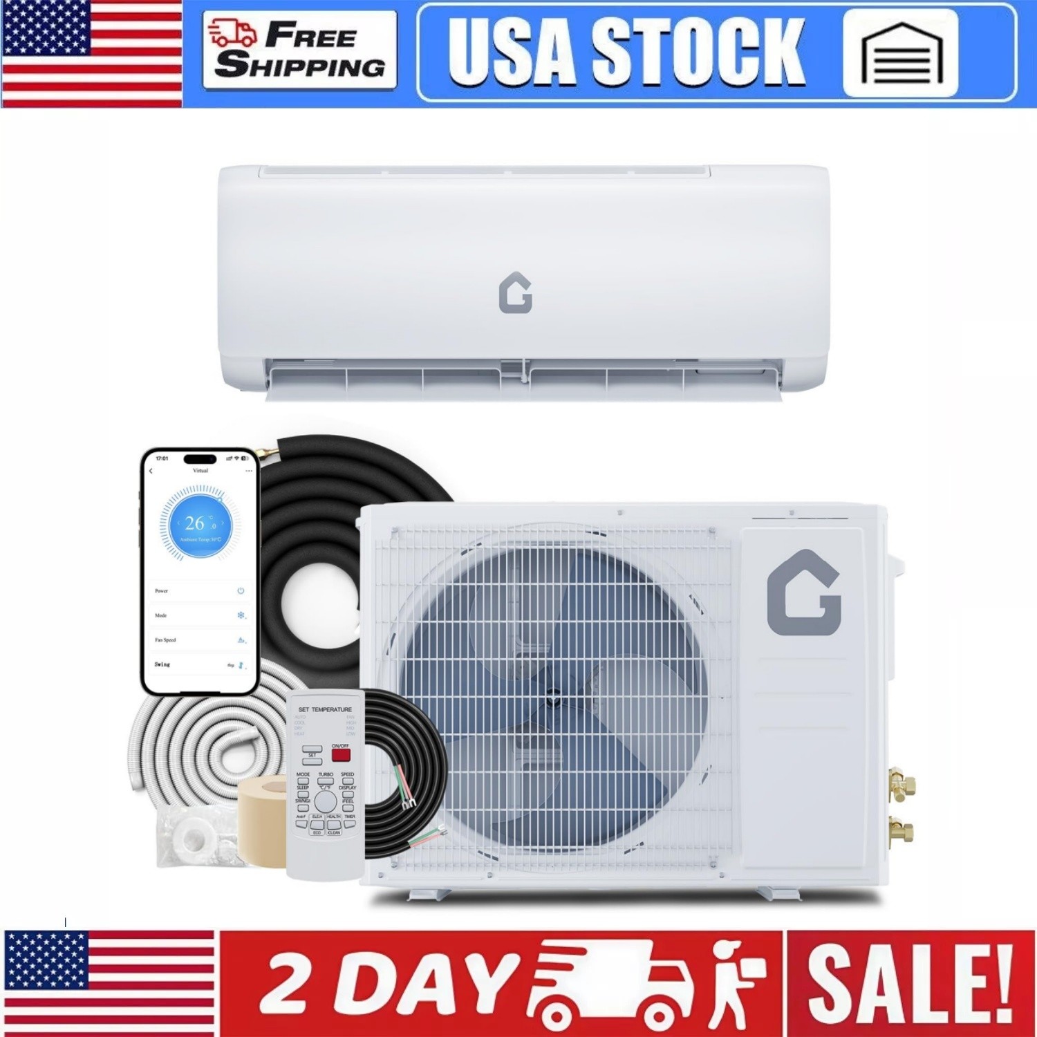 Ductless Mini Split Air Conditioner and Heat Pump 9000 BTU Cool Up to 450 Sq.Ft