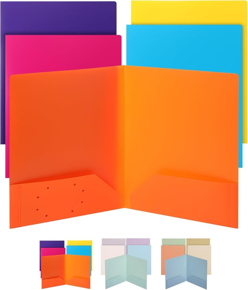 - Plastic Folders W/ Pockets 5 pcs Assorted Colors Folders W/ Pockets
