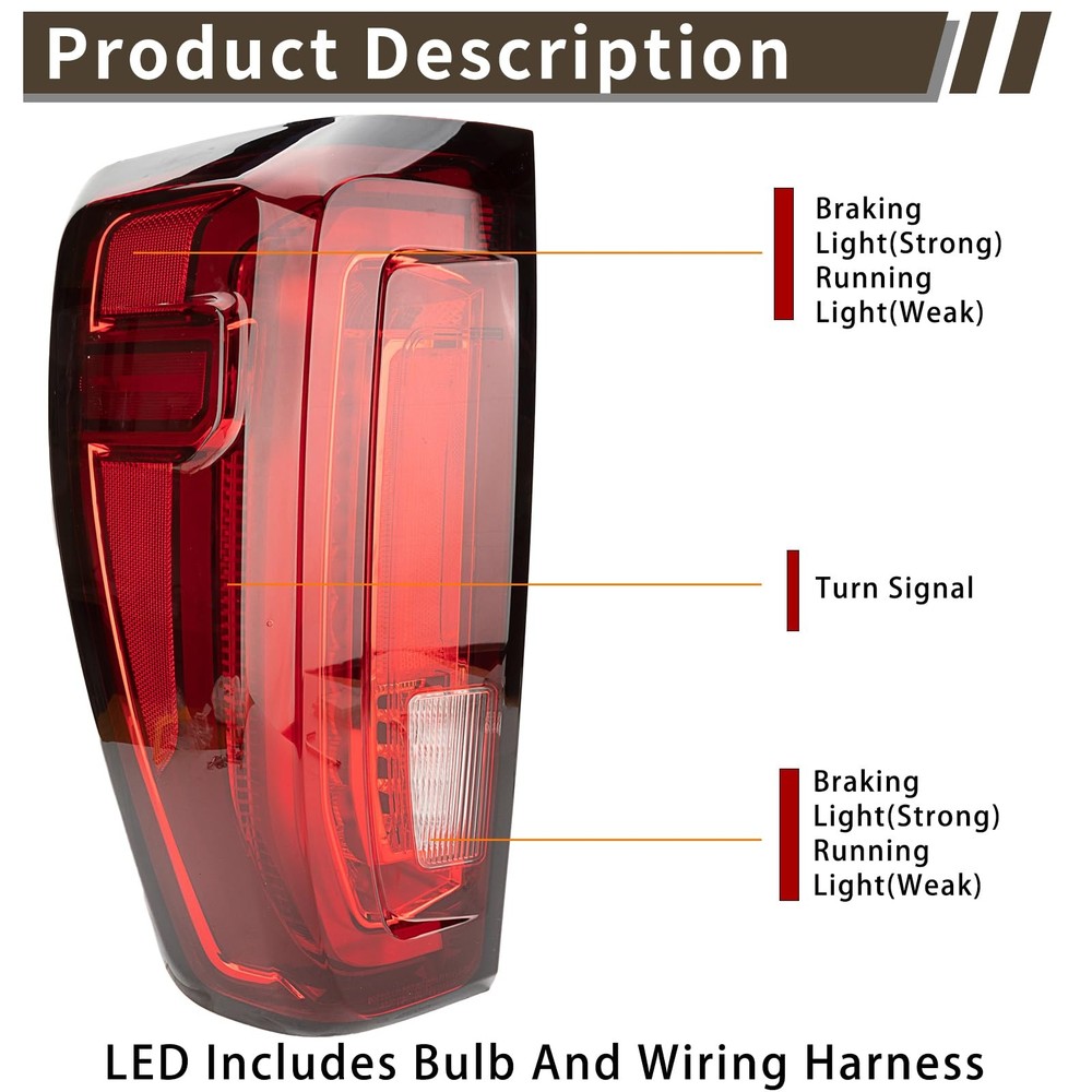 Tail Light Assembly Compatible With 2019-2024 GMC LED Type Left Driver Side