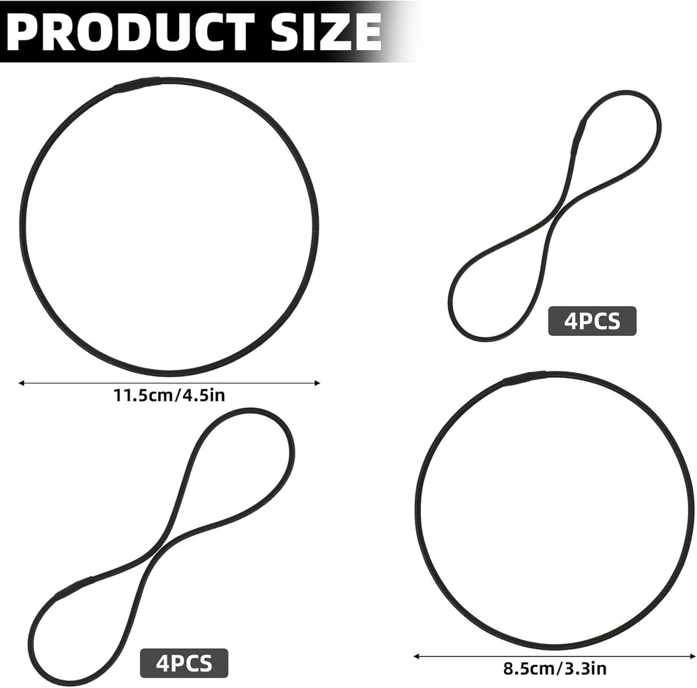 8PCS Microphone Shock Mount Rubber Ring, Black Universal Elastic Bands