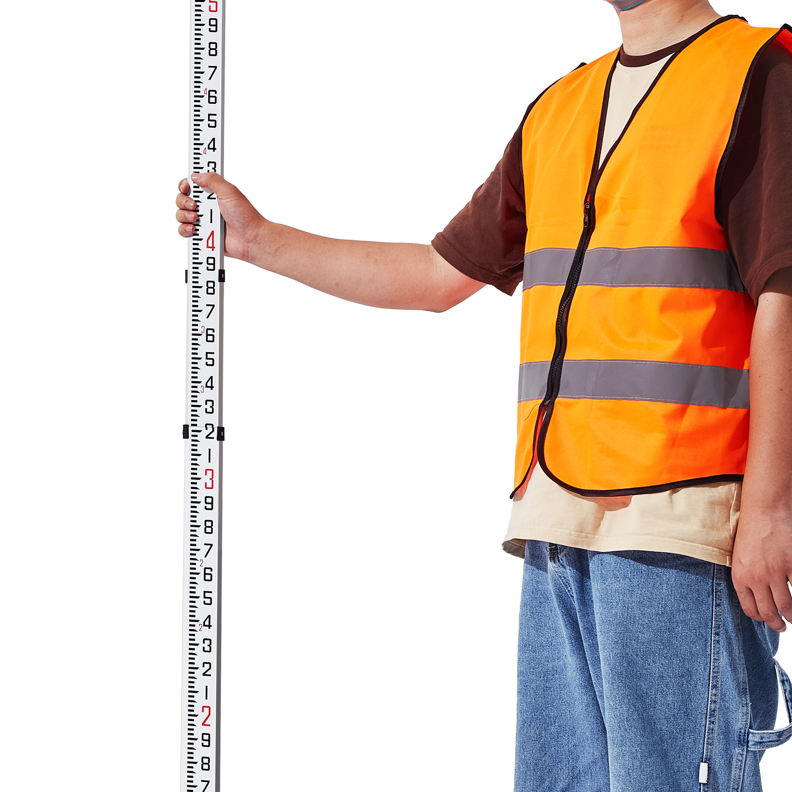 VEVOR Measuring Rod 9-Feet/10ths 3 Sections Telescopic Grade Rod 1/10ft w/ Bag