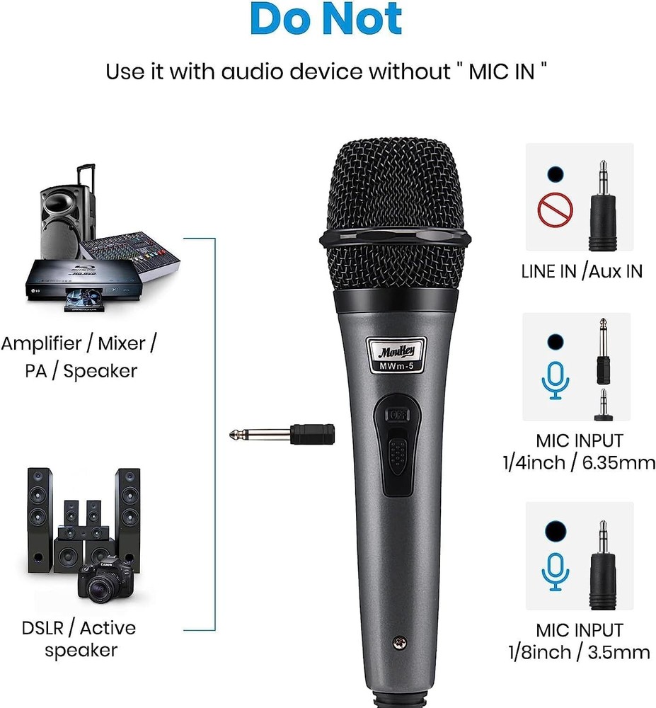 Dynamic Durable Microphone with XLR Cable - Singing/PA Speaker/Karaoke Machine
