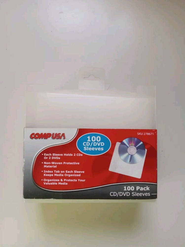 COMP USA 100 CD/DVD Sleeves 100 Pack NOB